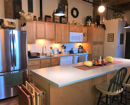 Well-equipped kitchen in assisted living facility