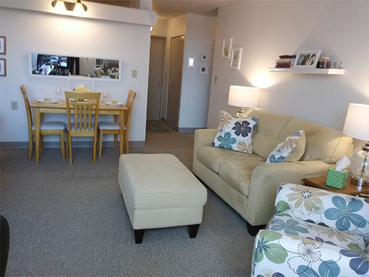 Cozy living room with dining area