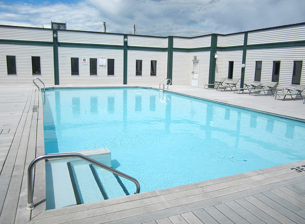 A clear swimming pool at the facility