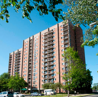 Exterior view of a residential facility building.