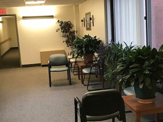 Common area with plants and seating