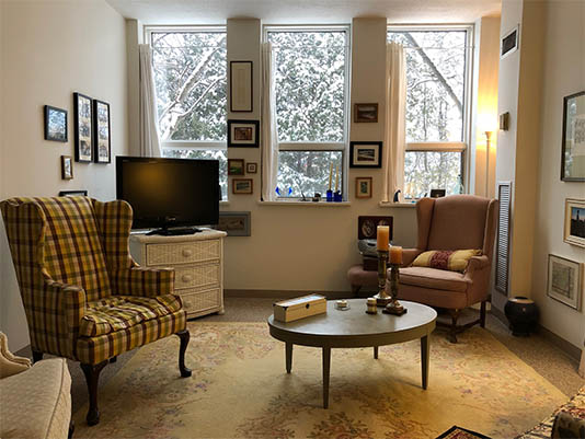 Cozy common area with comfortable seating and decor.