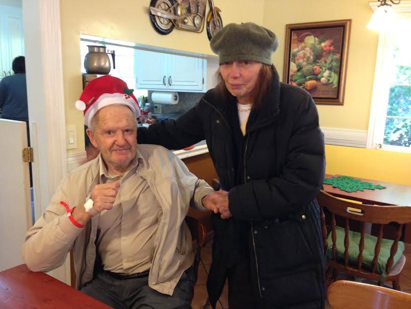 Resident and visitor celebrate together