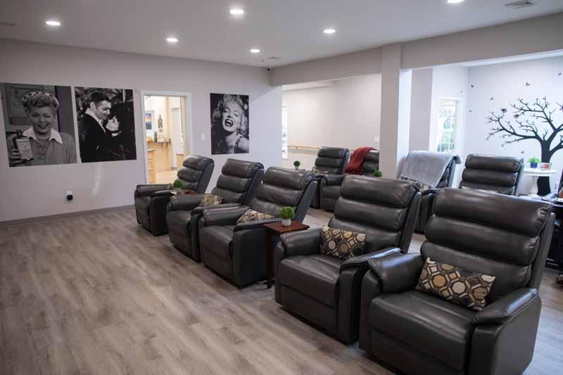 Interior view of a common area with recliners