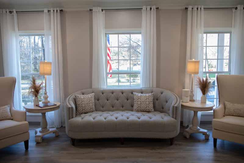 Comfortable seating in a well-lit common area