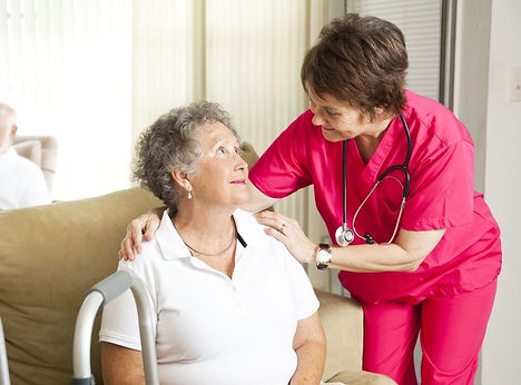 Nurse interacting with a senior resident