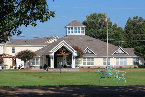 Building exterior of assisted living facility.