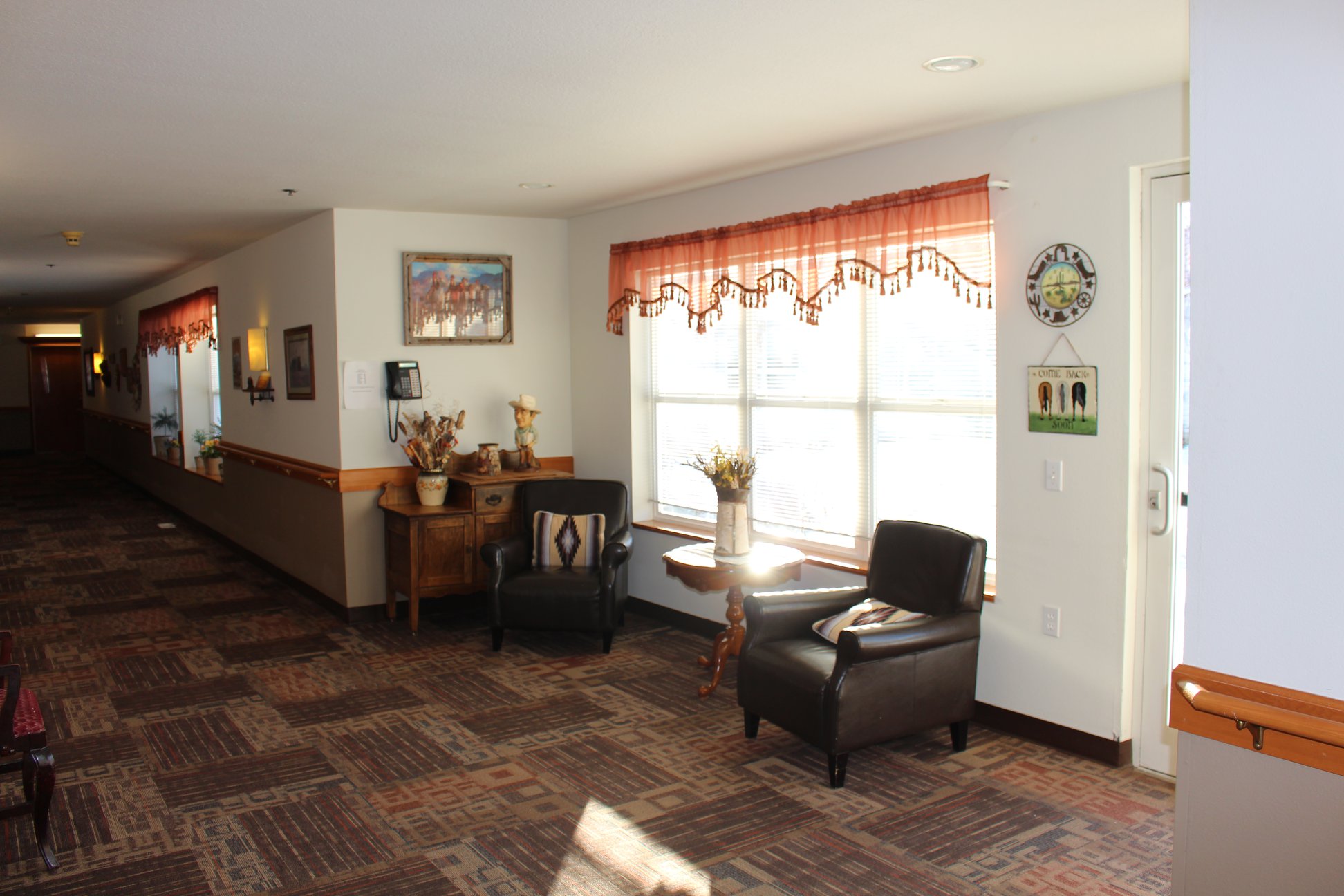 Interior hallway with seating and decor