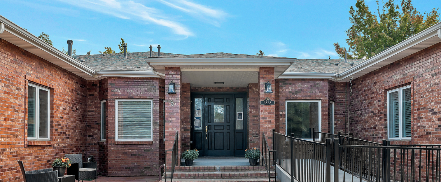 Exterior view of a senior living facility entrance