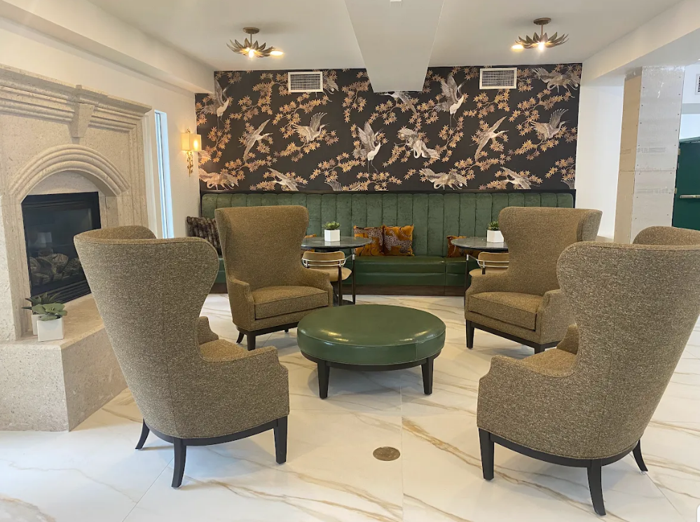 Bright and welcoming common area with seating