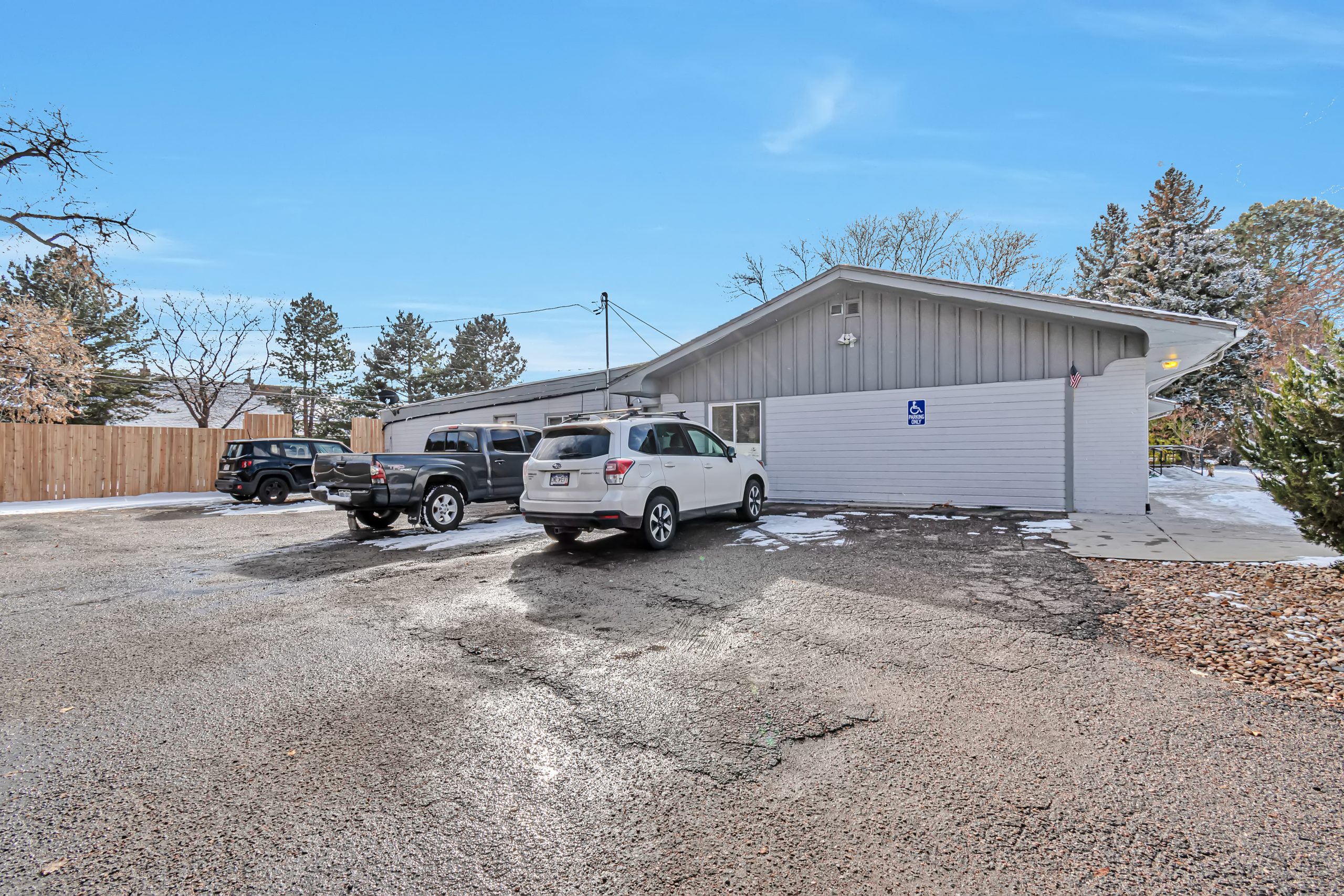 Exterior view of the facility with accessible parking