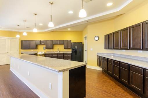 Bright and spacious kitchen area in an assisted living facility