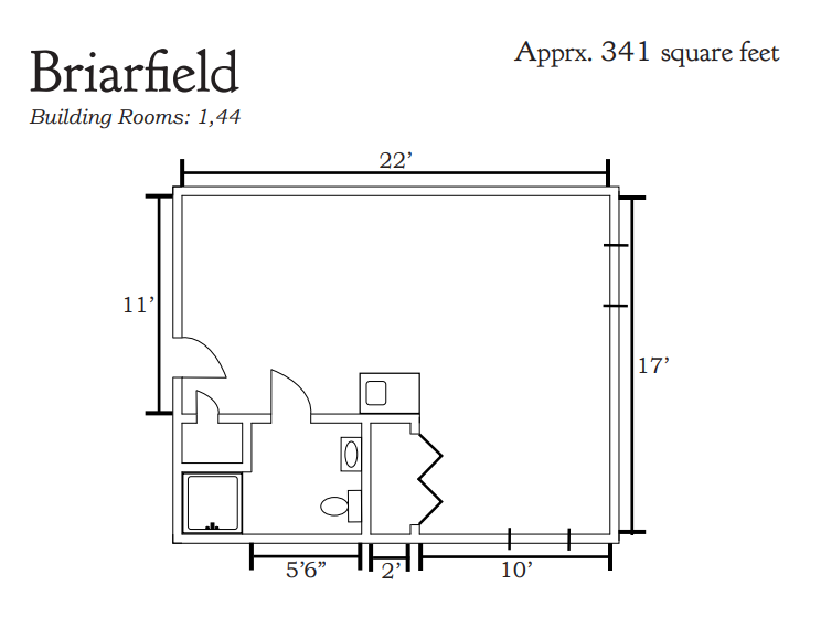 Architectural floor plan of a private resident room
