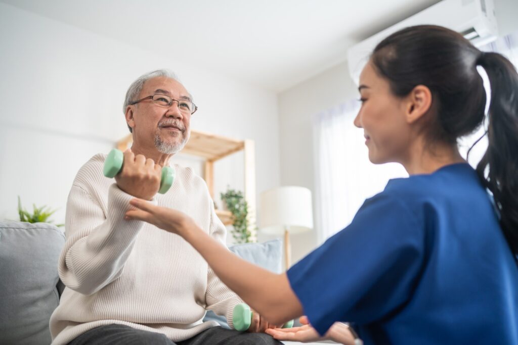 Senior resident participating in a wellness activity