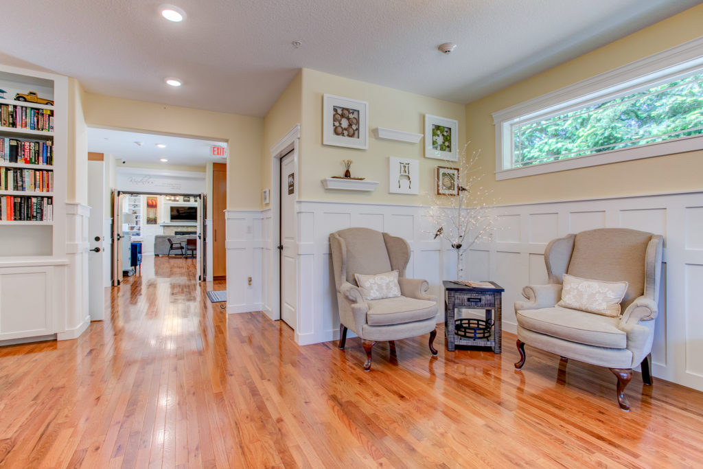 Welcoming common area with chairs and decor