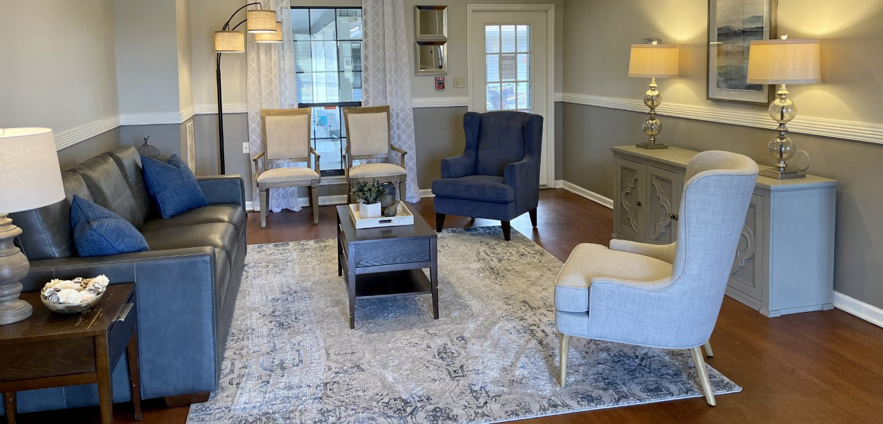 Comfortable common area with seating and decor.