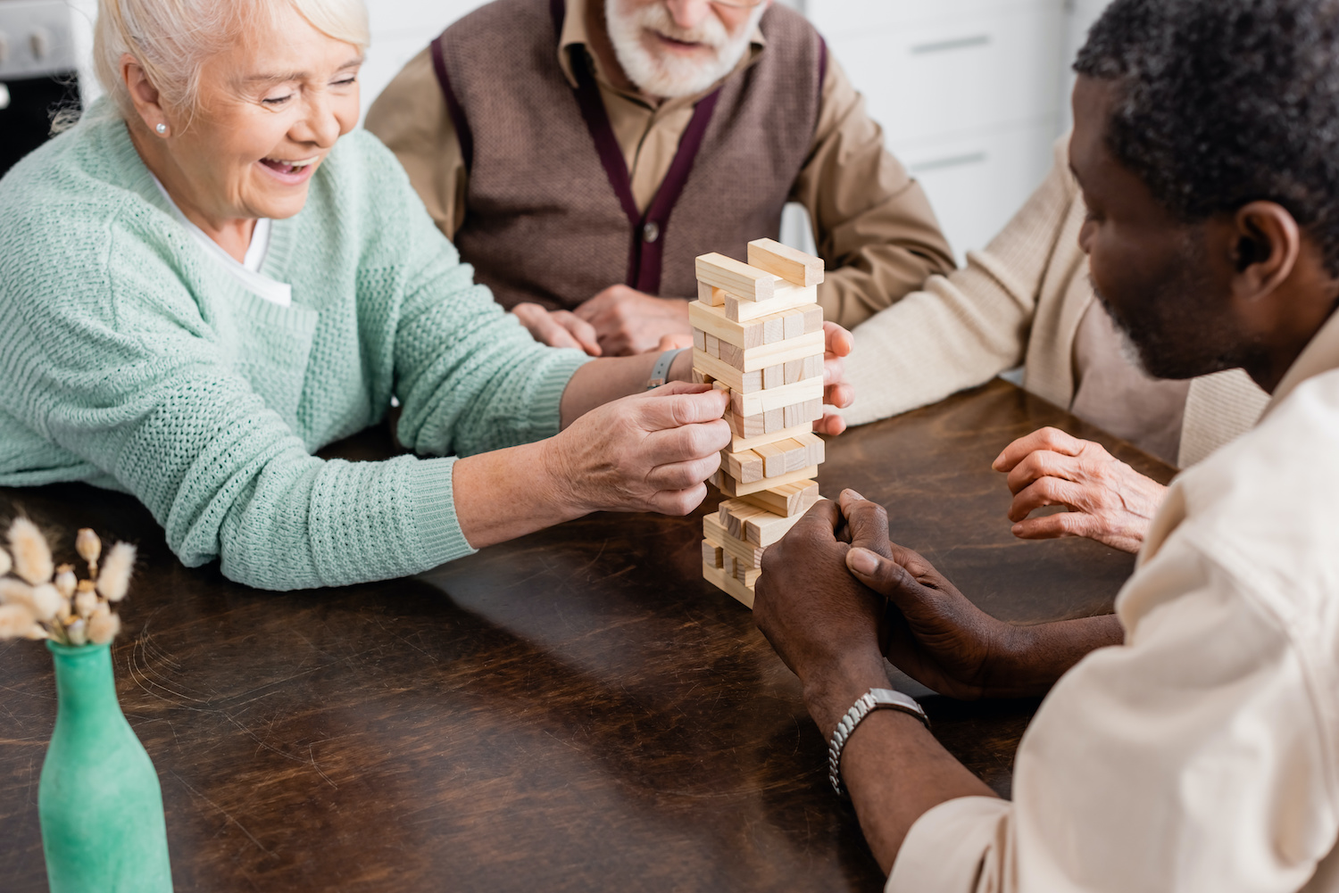 Seniors engaged in a game together
