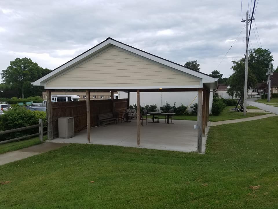 Outdoor pavilion space at a senior living facility
