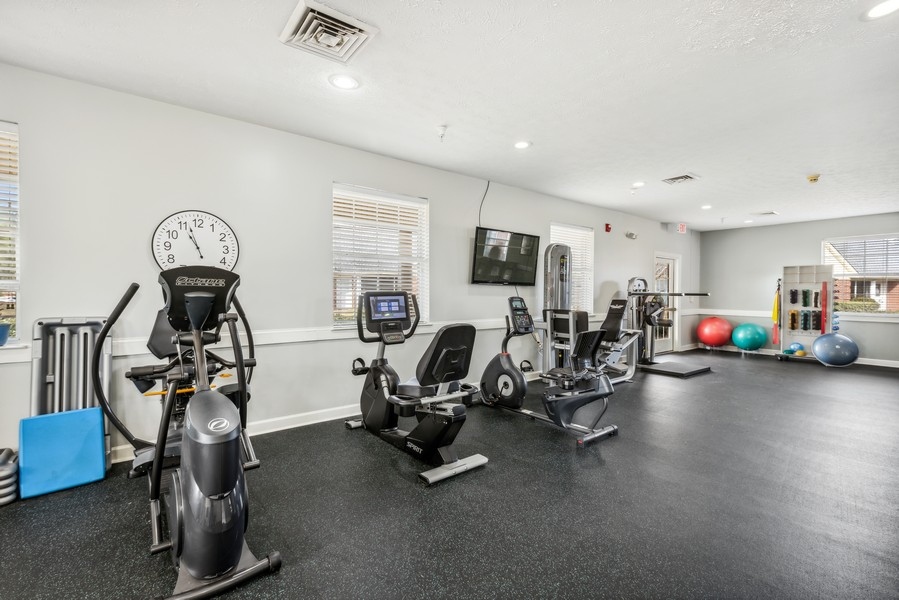 Well-equipped fitness center with exercise machines