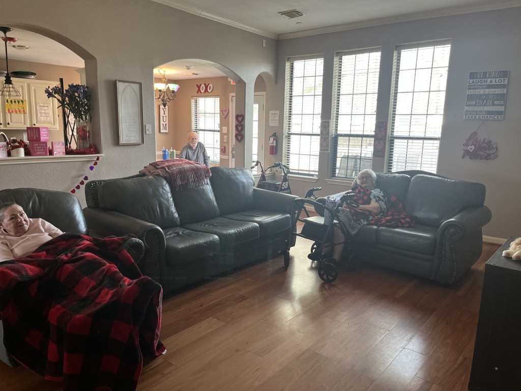 Residents relaxing in a cozy common area