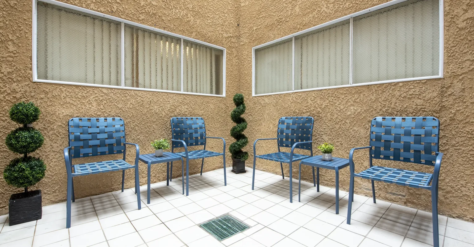 Chairs arranged in a facility common area