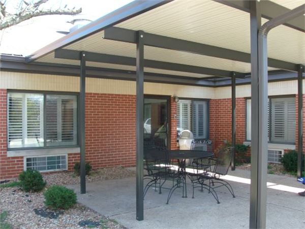 Outdoor seating area with shaded patio