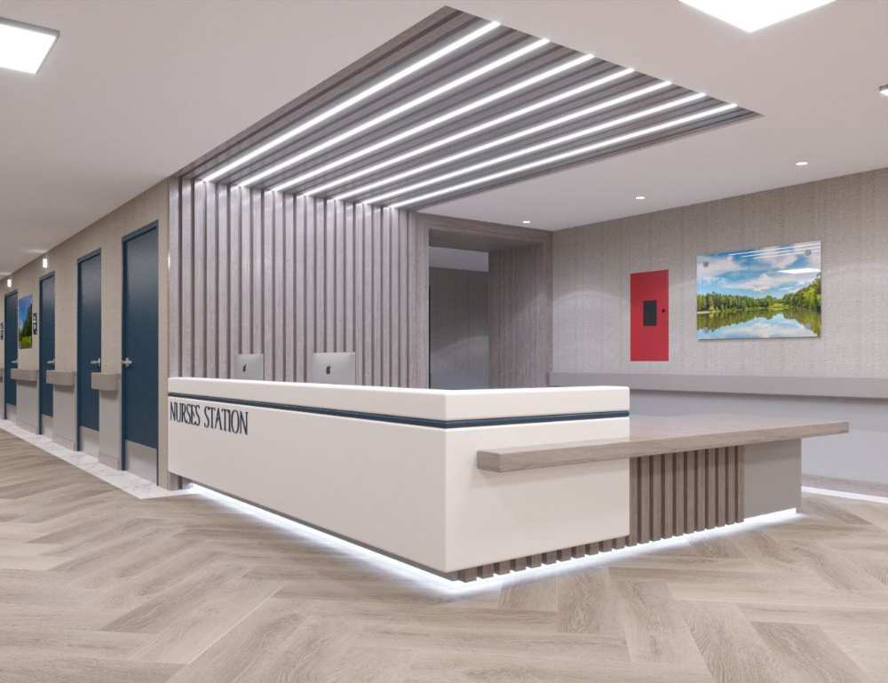 Modern nurse station in a healthcare facility