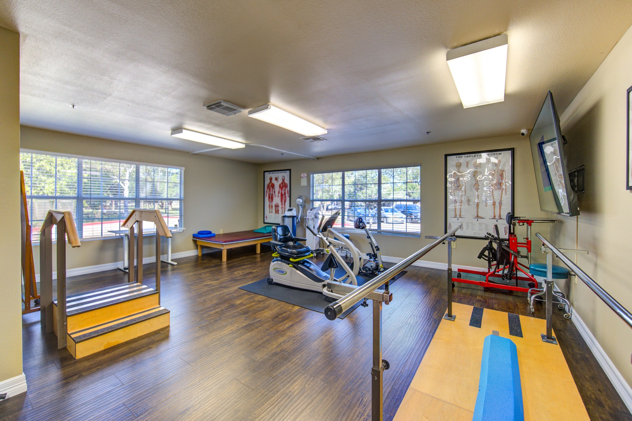 Interior view of a fitness room with exercise equipment