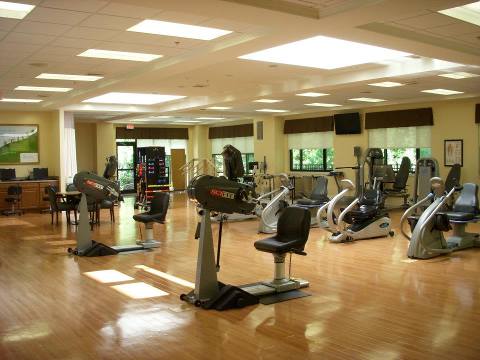 Interior of a fitness area with exercise equipment