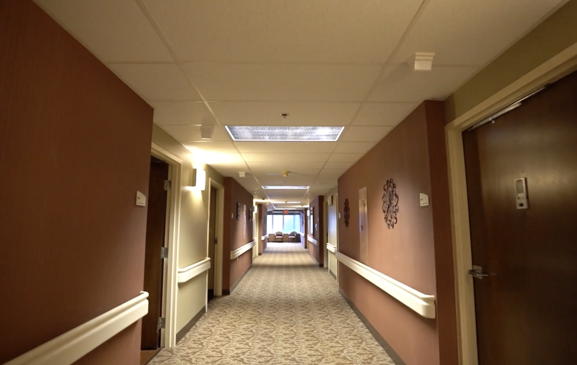 A hallway in the assisted living facility