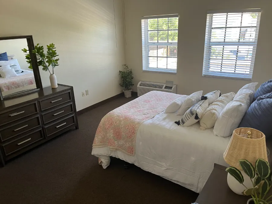 Cozy bedroom setup with natural light