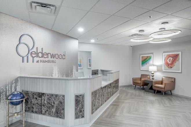 Interior reception area with comfortable seating