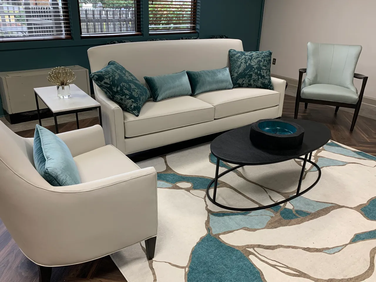 Bright living room area with comfortable seating