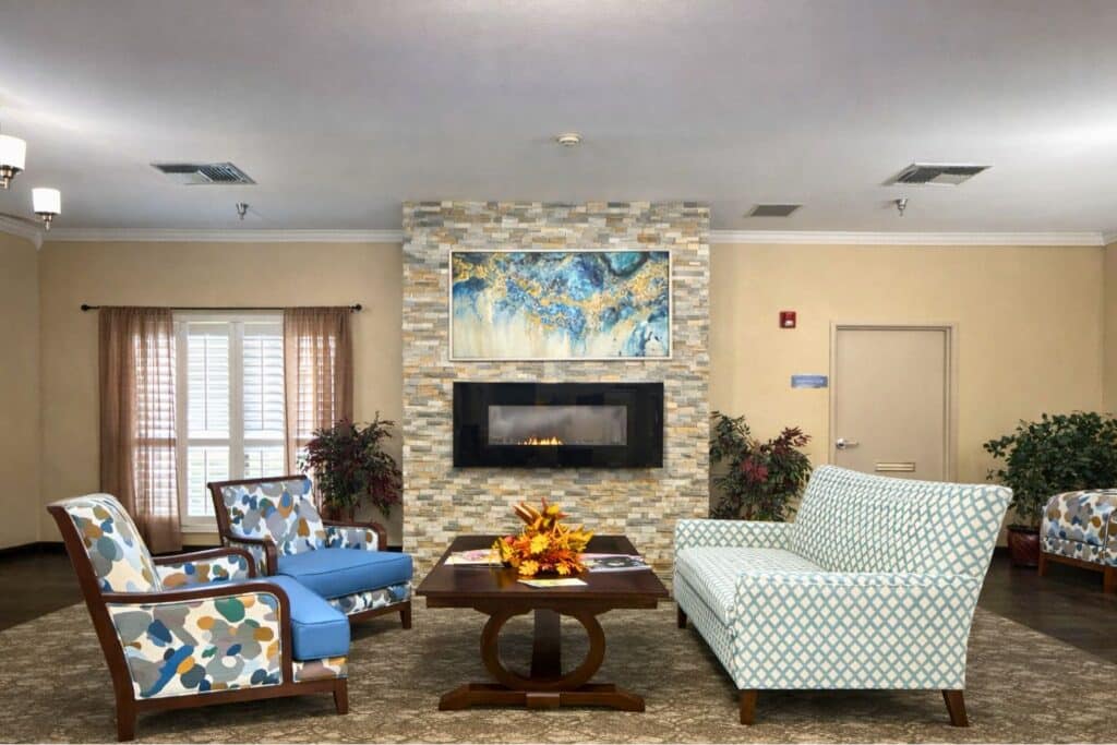 Comfortable common area with seating and decor