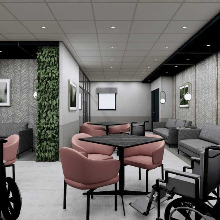 Interior lounge area with modern furnishings