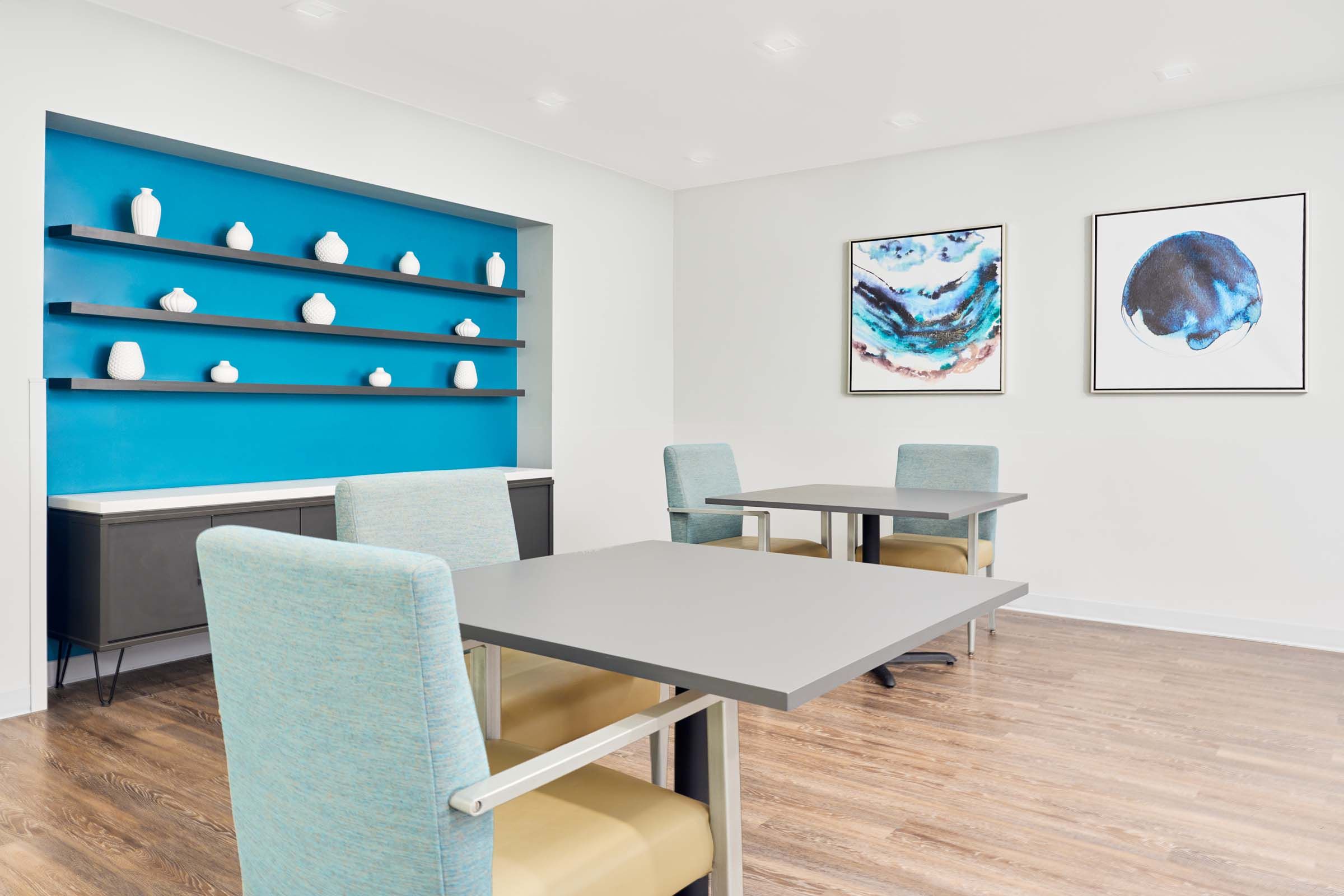 Bright interior dining area with modern decor