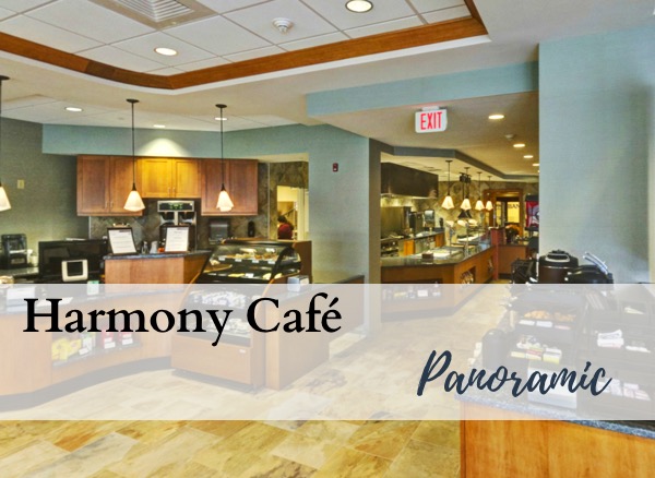 Interior view of the dining area with café services