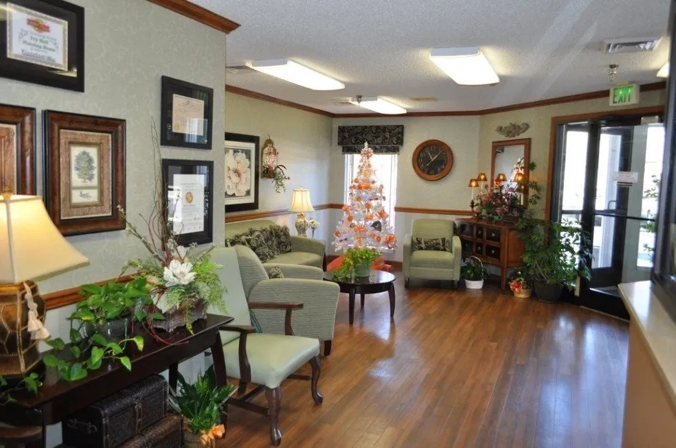 Interior of a cozy lounge area with holiday decor