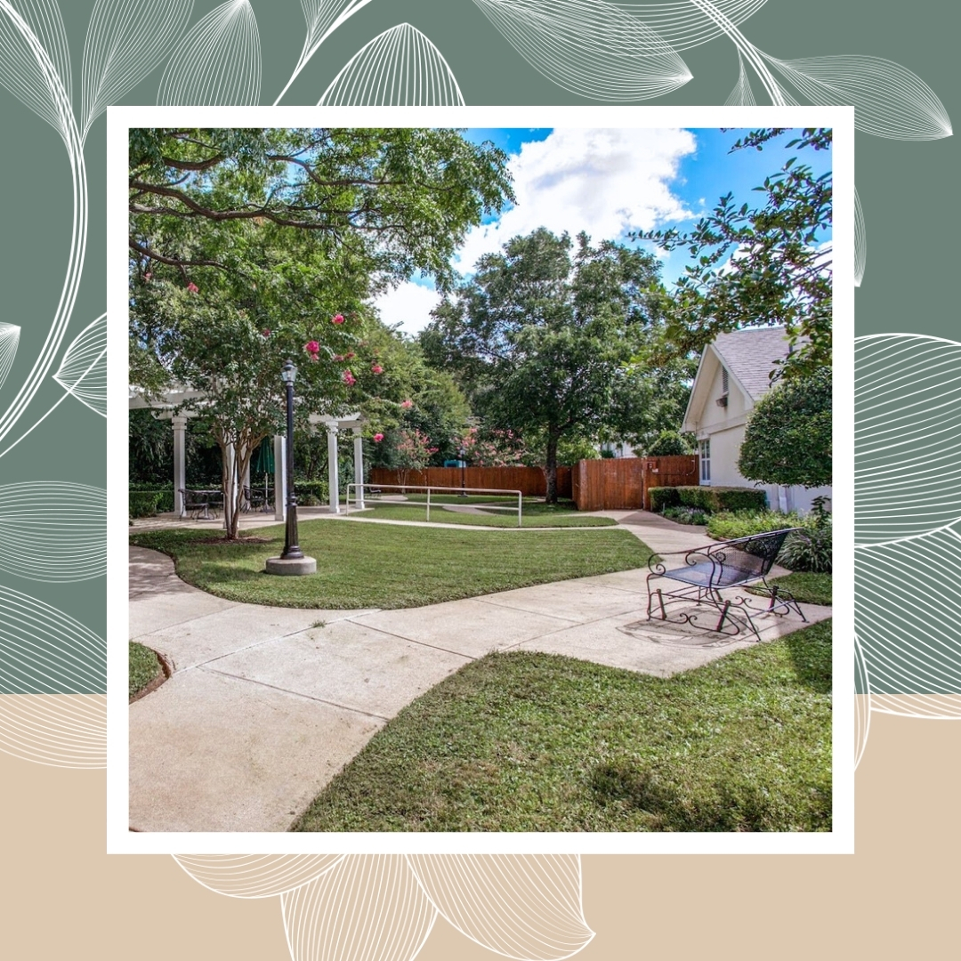 Outdoor space with seating and walkways