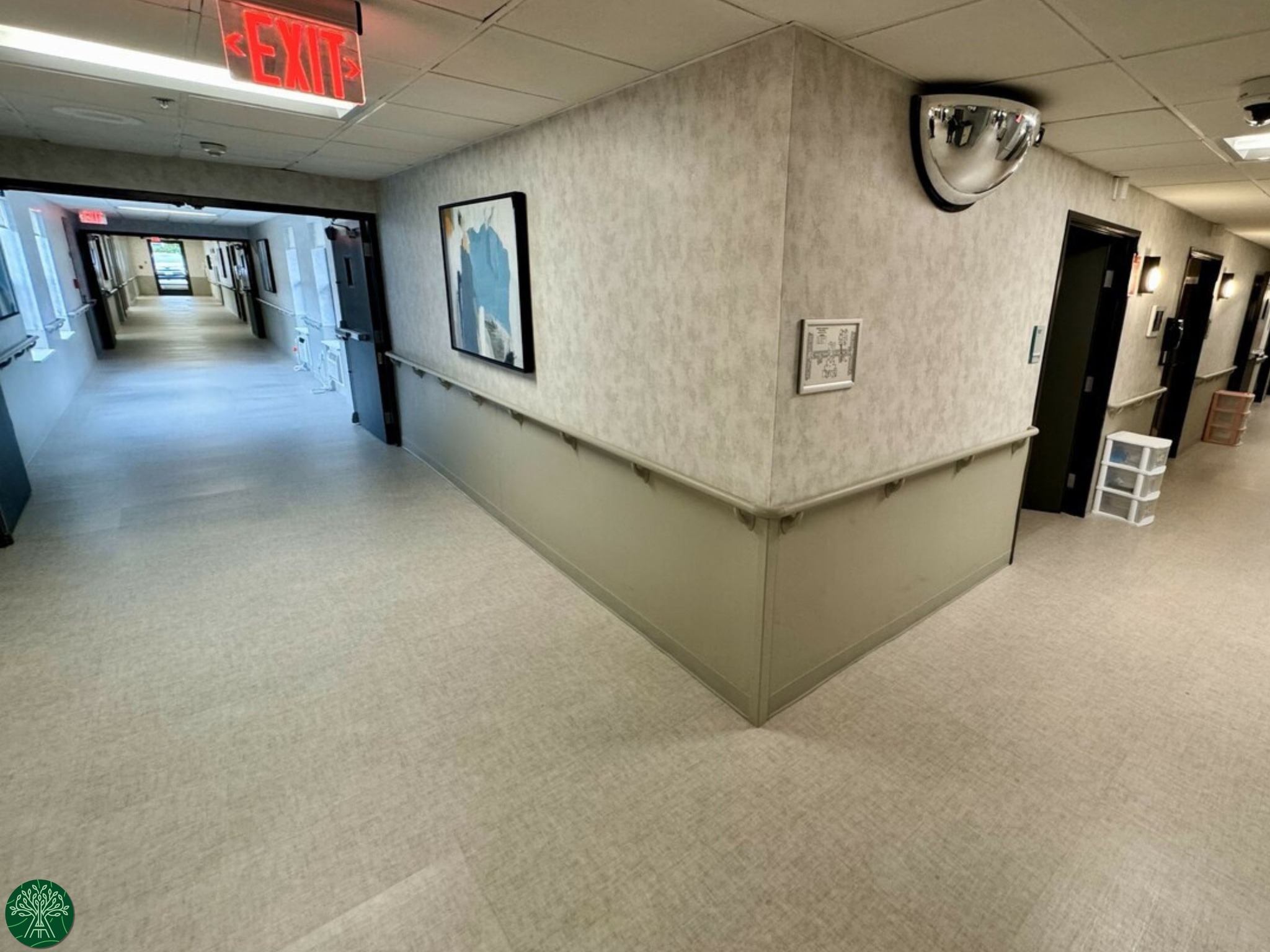 A well-lit corridor in the facility