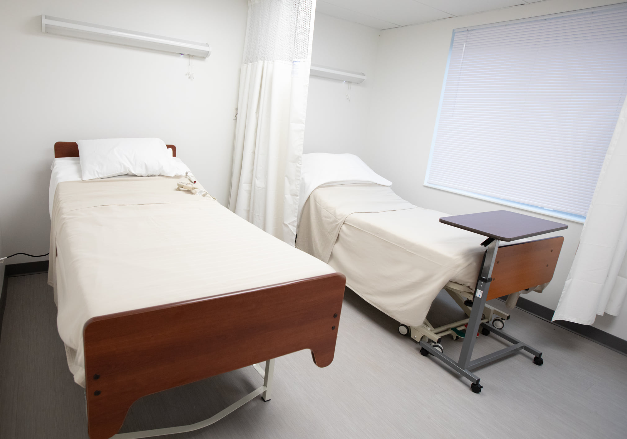 Interior view of a shared resident room with two beds