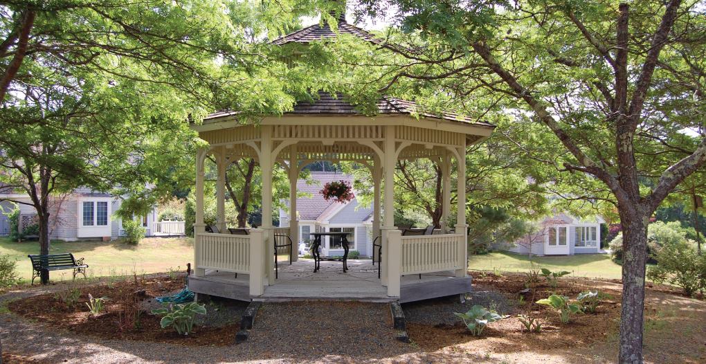 Gazebo in a landscaped garden area