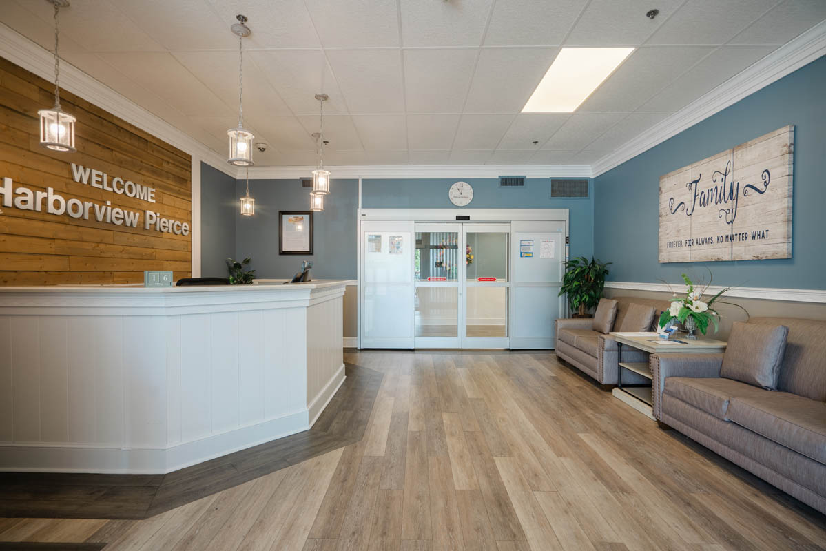 The interior lobby of Harborview Pierce County facility