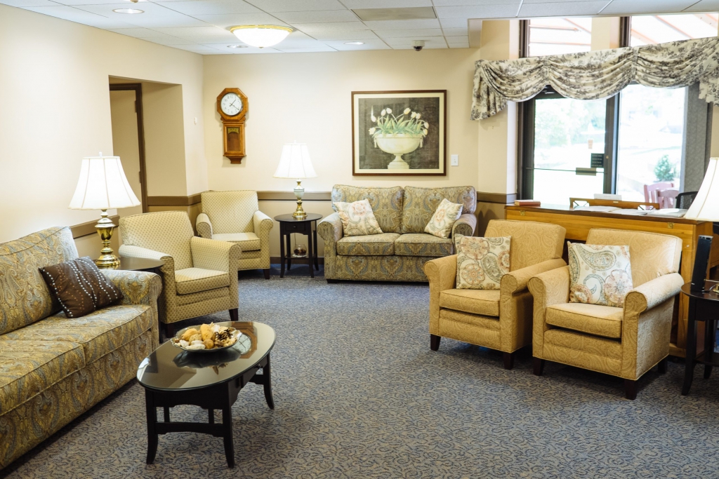 Bright common area with comfortable seating