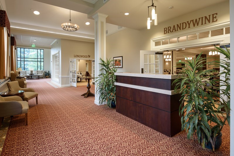 Interior view of a welcoming common area with seating