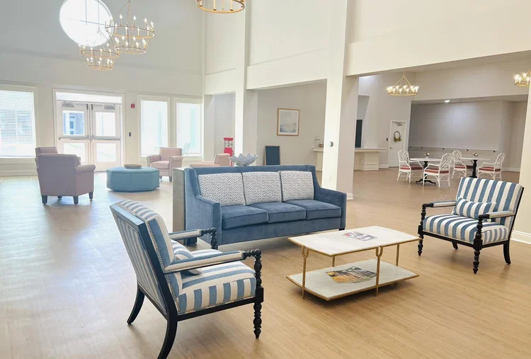 Interior common area with seating and natural light