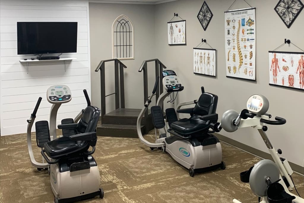 Interior view of a fitness area with equipment