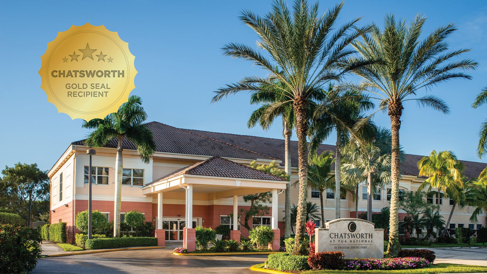 Exterior view of Chatsworth at Pga National with a logo