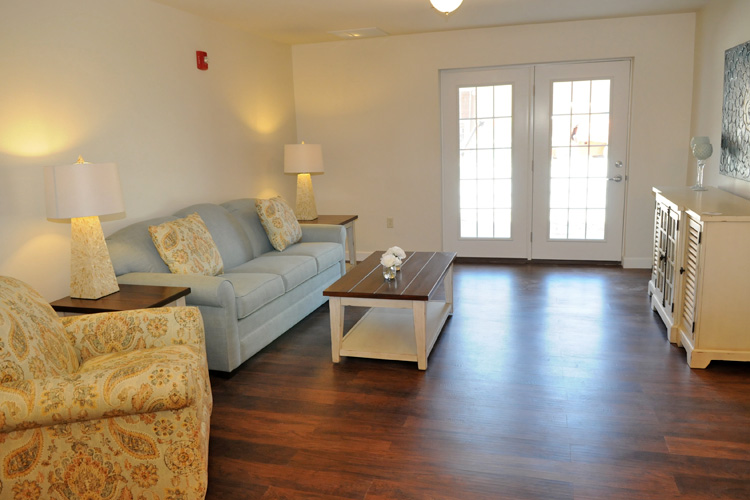 Bright living room with furniture and natural light