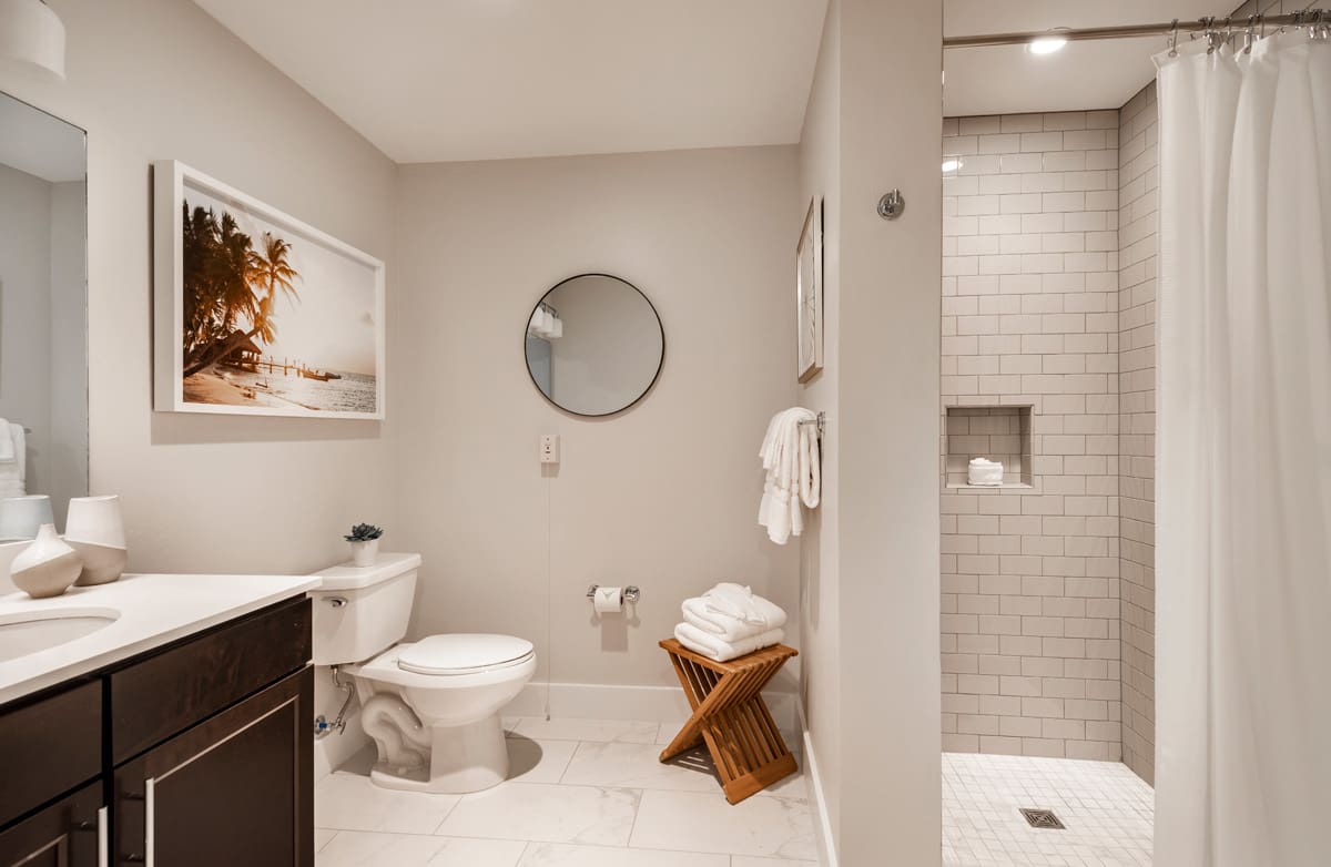 Modern bathroom with clean design and amenities